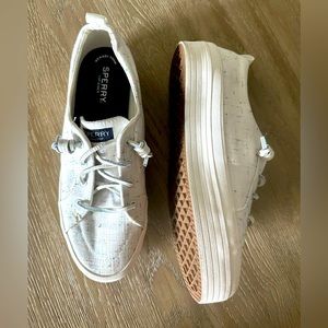 Sperry Top Sider Crest Vibe Women’s White Platform sneakers STS86314 size 10
